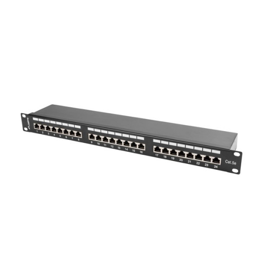 Patch Panel 24 Port 1U Kat.5E czarny ekranowany 