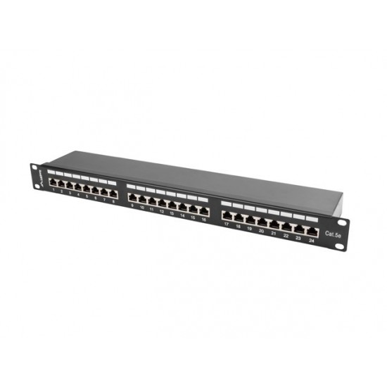 Patch Panel 24 Port 1U Kat.5E czarny ekranowany 