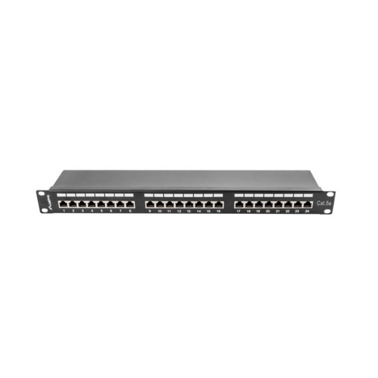 Patch Panel 24 Port 1U Kat.5E czarny ekranowany 