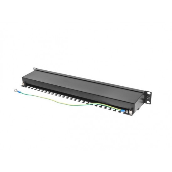 Patch Panel 24 Port 1U Kat.5E czarny ekranowany 
