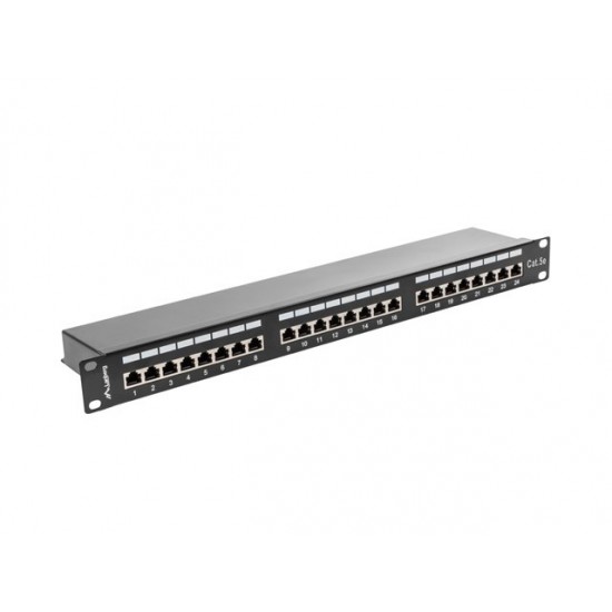 Patch Panel 24 Port 1U Kat.5E czarny ekranowany 