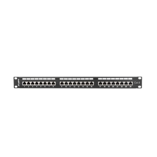 Patch Panel 24 Port 1U Kat.6 czarny ekranowany 