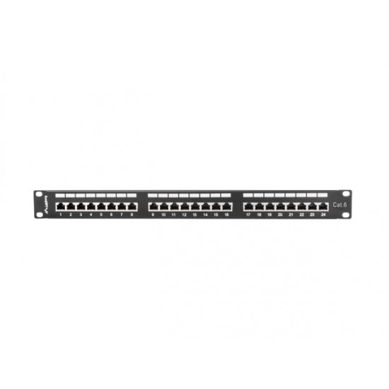 Patch Panel 24 Port 1U Kat.6 czarny ekranowany 