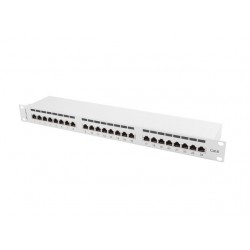 Patch Panel 24 Port 1U Kat.6 szary ekranowany 