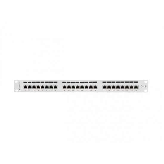 Patch Panel 24 Port 1U Kat.6 szary ekranowany 