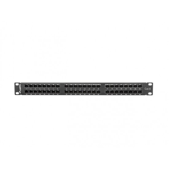 Patch Panel 48 Port 1U Kat.6 czarny 