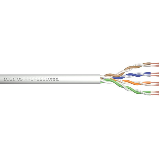Kabel teleinformatyczny, instalacyjny, U/UTP kat.5e 4x2xAWG24/1, drut, miedziany, PVC, 305m, szary