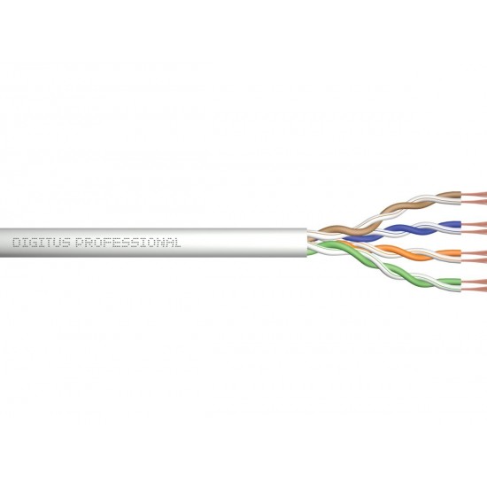 Kabel teleinformatyczny, instalacyjny, U/UTP kat.5e 4x2xAWG24/1, drut, miedziany, PVC, 305m, szary