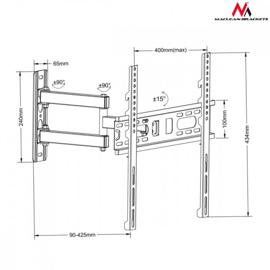 Uchwyt do TV MC-761 26-55 cali 35 kg czarny