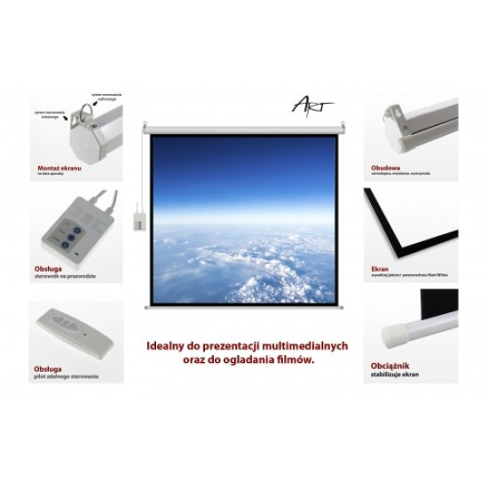 Ekran elektryczny 100 cali FS-100 4:3 203x152cm z pilotem