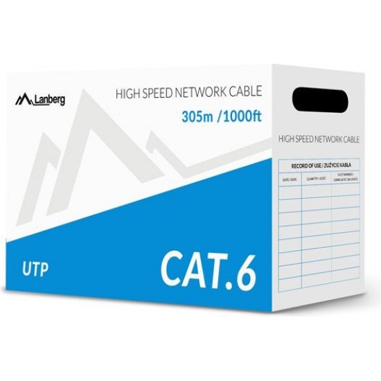 Kabel UTP Kat.6 CCA 305 m drut szary