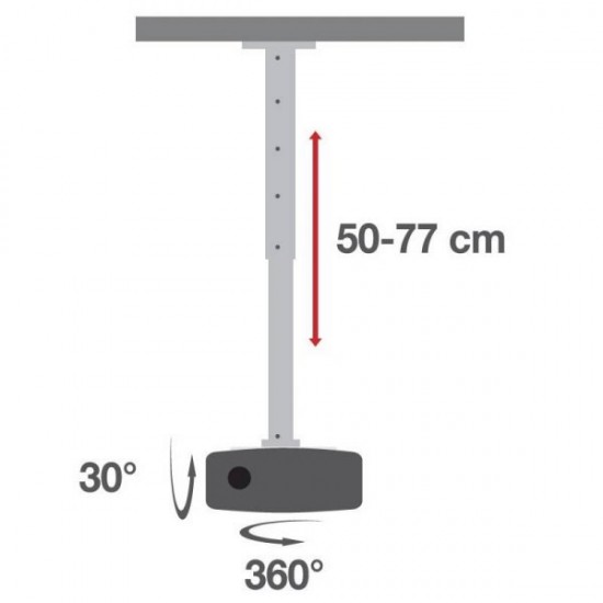 Ramię do projektora 50-77cm sufitowe, 15kg białe