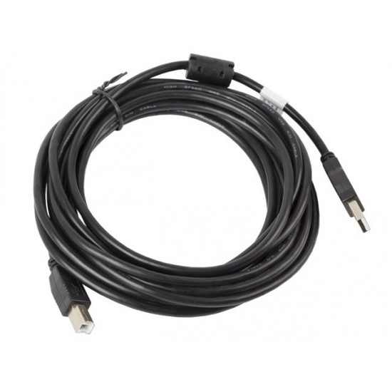 Kabel USB 2.0 AM-BM 5M Ferryt czarny 