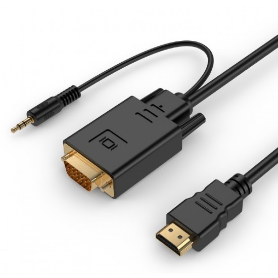 Konwerter HDMI do VGA mini Jack 1.8 m czarny