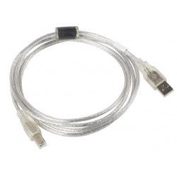 Kabel USB 2.0 AM-BM 3M Ferryt przezroczysty  Kabel USB 2.0 AM-BM 3M Ferryt przezroczysty