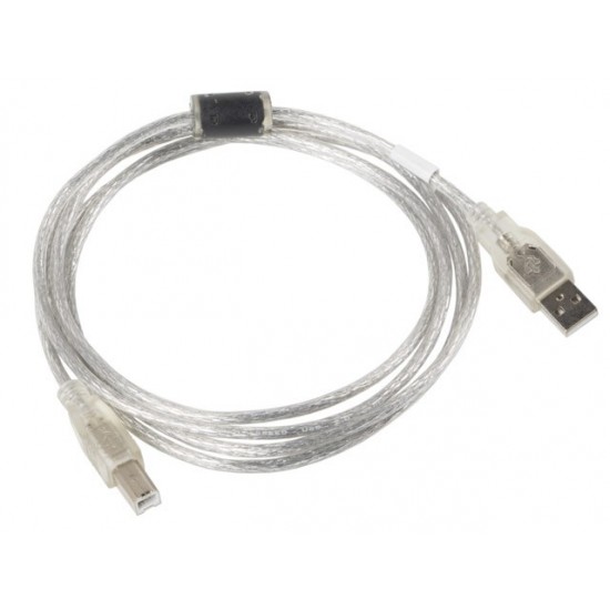 Kabel USB 2.0 AM-BM 3M Ferryt przezroczysty 