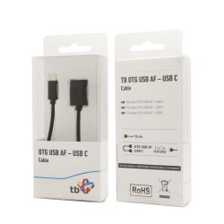 Kabel OTG USB AF - USB C 15cm czarny Kabel OTG USB AF - USB C 15cm czarny