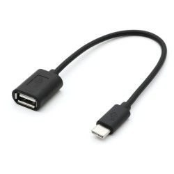Kabel OTG USB AF - USB C 15cm czarny Kabel OTG USB AF - USB C 15cm czarny