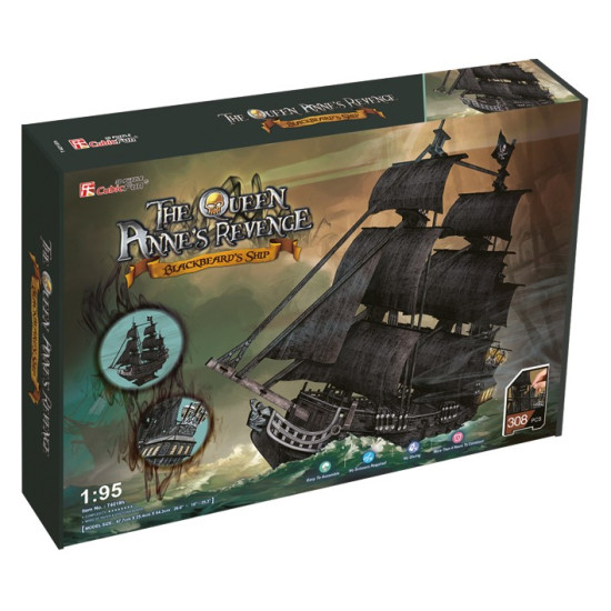 Puzzle 3D Duży zestaw okręt piracki Zemsta Królow