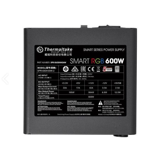 Smart 600W RGB (80+ 230V EU, 2xPEG, 120mm, Single Rail)