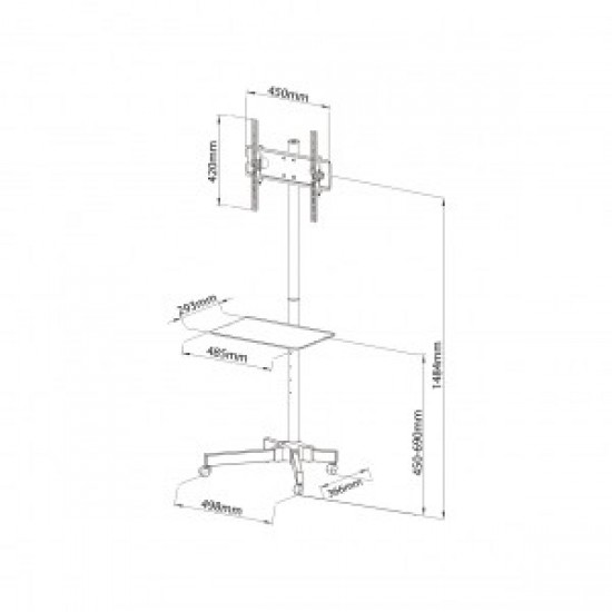 Stolik/wózek na kółkach + uchwyt do TV 23-55