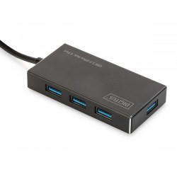 HUB/Koncentrator 4-portowy USB 3.0 SuperSpeed, aktywny, aluminium