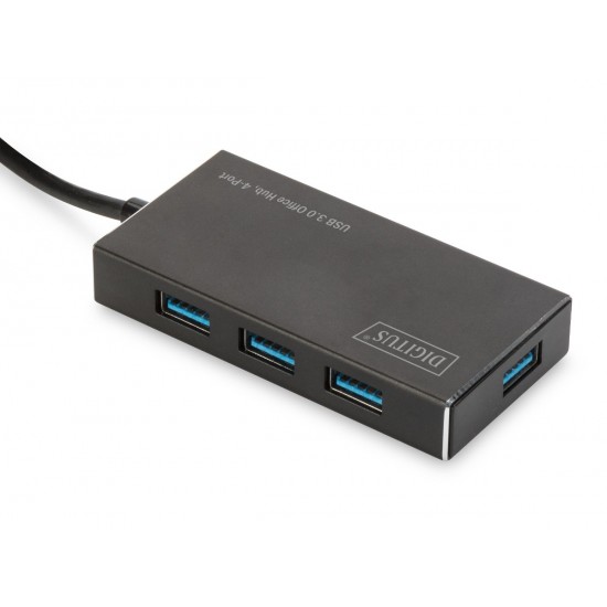 HUB/Koncentrator 4-portowy USB 3.0 SuperSpeed, aktywny, aluminium