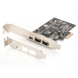 Karta/Kontroler Firewire (400) PCI Exp., 2xZew. 1xZew.(Mini) IEEE1394a 6pin+Mini,Low Profile,VT6308P