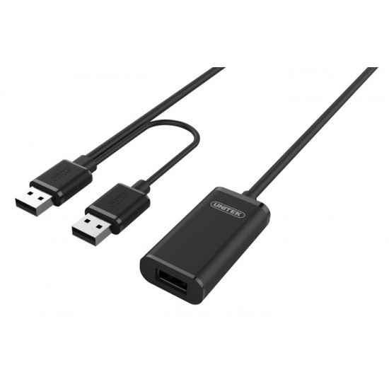 Przedłużacz aktywny USB 2.0, 20m, Y-279 czarny 