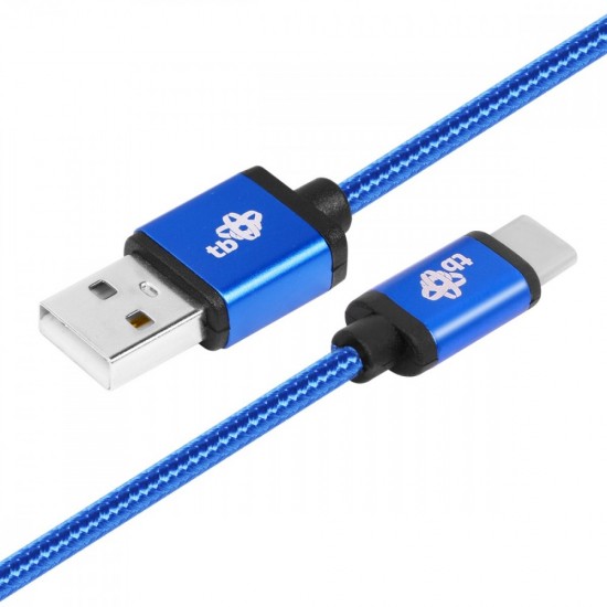 Kabel USB-USB C 1.5m niebieski sznurek 