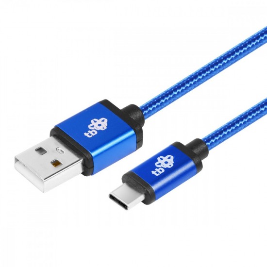 Kabel USB-USB C 1.5m niebieski sznurek 