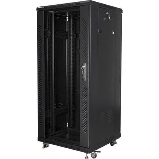 Szafa stojąca Rack 19 27U 600x600mm czarna (drzwi szklane) 