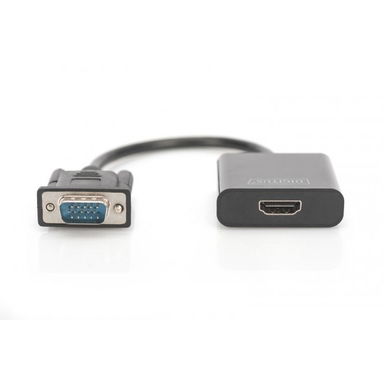 Konwerter/adapter audio-video VGA do HDMI, 1080p FHD, z audio 3.5mm MiniJack