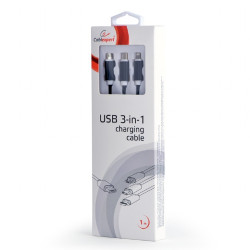 Kabel USB 3w1 do ładowania/1m/czarny 