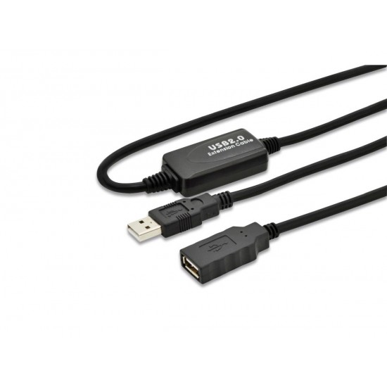 Kabel przedłużający USB 2.0 HighSpeed Typ USB A/USB A M/Ż aktywny, czarny 15m