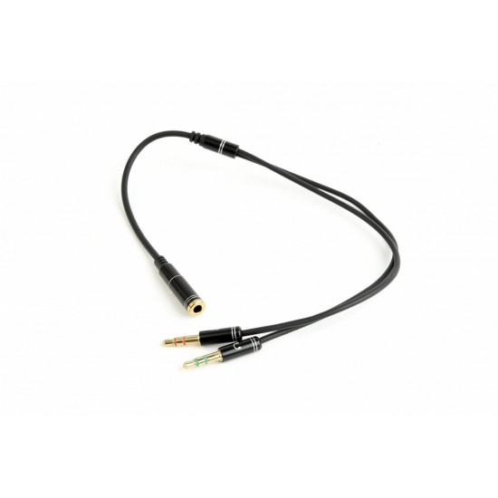 Adapter audio stereo 2x3.5mm minijack, 4PIN, 0.2m 