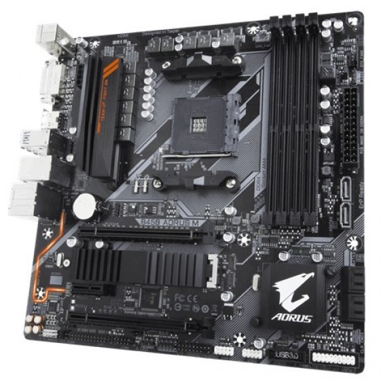 Płyta główna B450 AORUS M AM4 B450 4DDR4 DVI/HDMI M.2 uATX