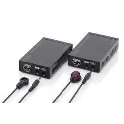 Przedłużacz/Extender HDMI HDBaseT do 70m po Cat.5e, 4K 30Hz UHD, HDCP 2.2, IR, z audio (zestaw)