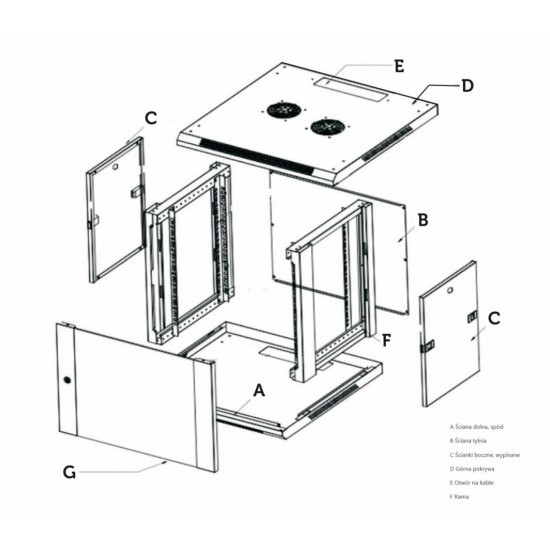 Szafka wisząca rack 4U 600x600 szara szklane drzwi Szafka wisząca rack 4U 600x600 szara szklane drzwi