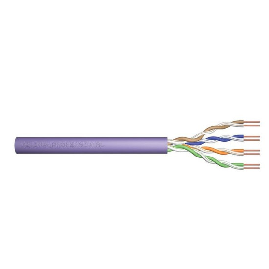 Kabel teleinformatyczny, instalacyjny, U/UTP kat.6, drut, miedziany, PVC, 305m, fioletowy