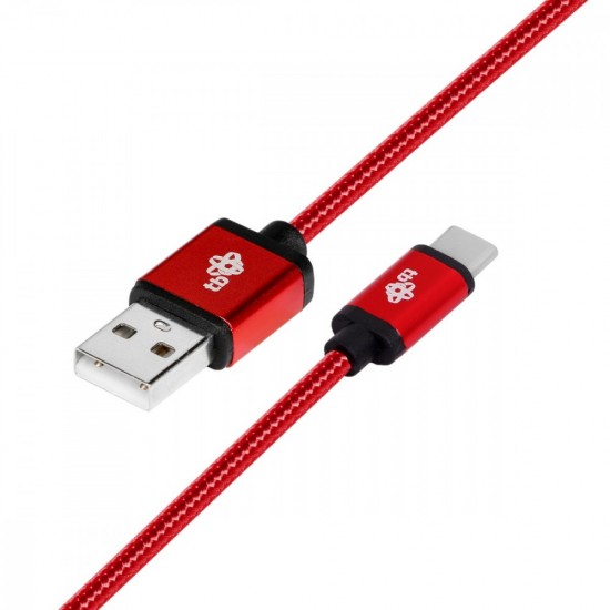 Kabel USB-USB C 1.5m rubinowy sznurek 