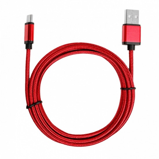 Kabel USB-USB C 1.5m rubinowy sznurek 