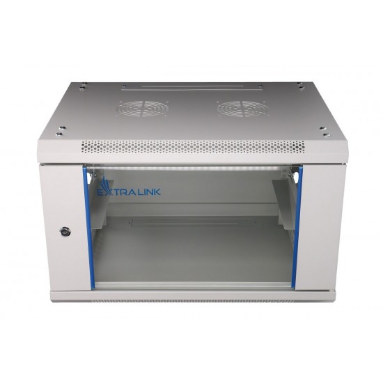 Szafka wisząca rack 6U 600x600 szara szklane drzwi Szafka wisząca rack 6U 600x600 szara szklane drzwi