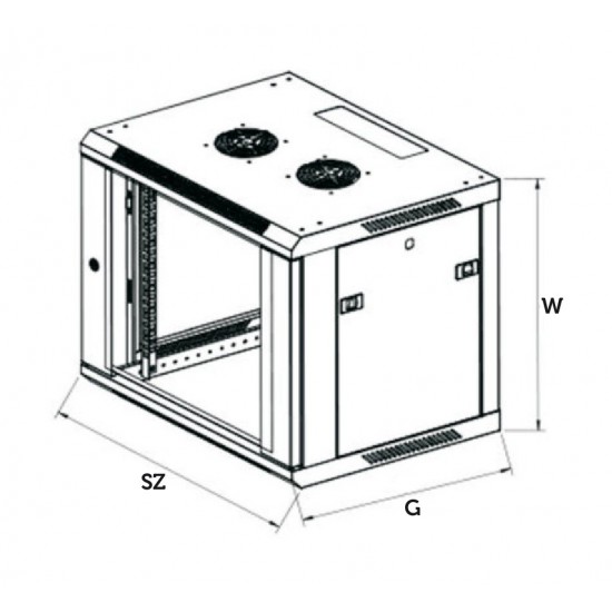Szafka wisząca rack 6U 600x600 szara szklane drzwi Szafka wisząca rack 6U 600x600 szara szklane drzwi