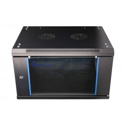 Szafka wisząca rack 6U 600x600 czarna dwusekcyjna 