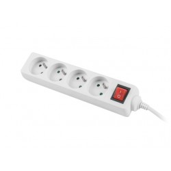 Listwa zasilająca 1.5m, biała, 4 gniazda, z wyłącznikiem, kabel wykonany z pełnej miedzi 