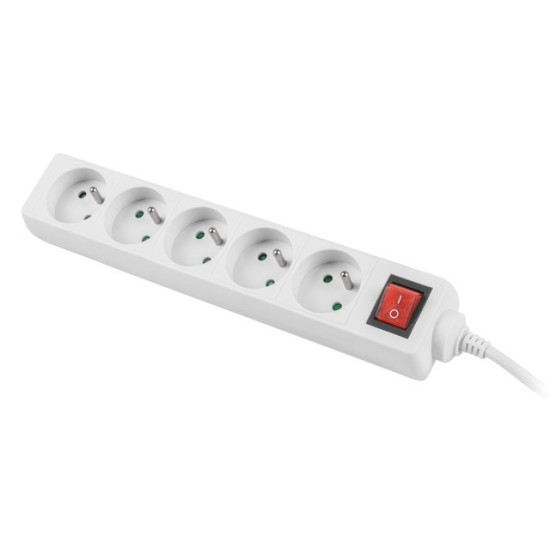 Listwa zasilająca 3m, biała, 5 gniazd, z wyłącznikiem, kabel wykonany z pełnej miedzi 