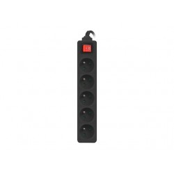 Listwa zasilająca 3m, czarna, 5 gniazd, z wyłącznikiem, kabel wykonany z pełnej miedzi 