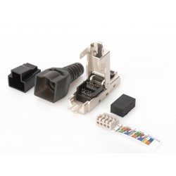 Wtyczka ekranowana RJ45 kat.6A do montażu AWG 22-27, 10 GBit Ethernet, PoE+