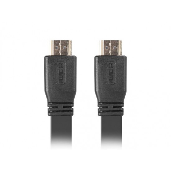 Kabel HDMI-HDMI v2.0 1.8m czarny płaski 4K 60Hz, pełna miedź